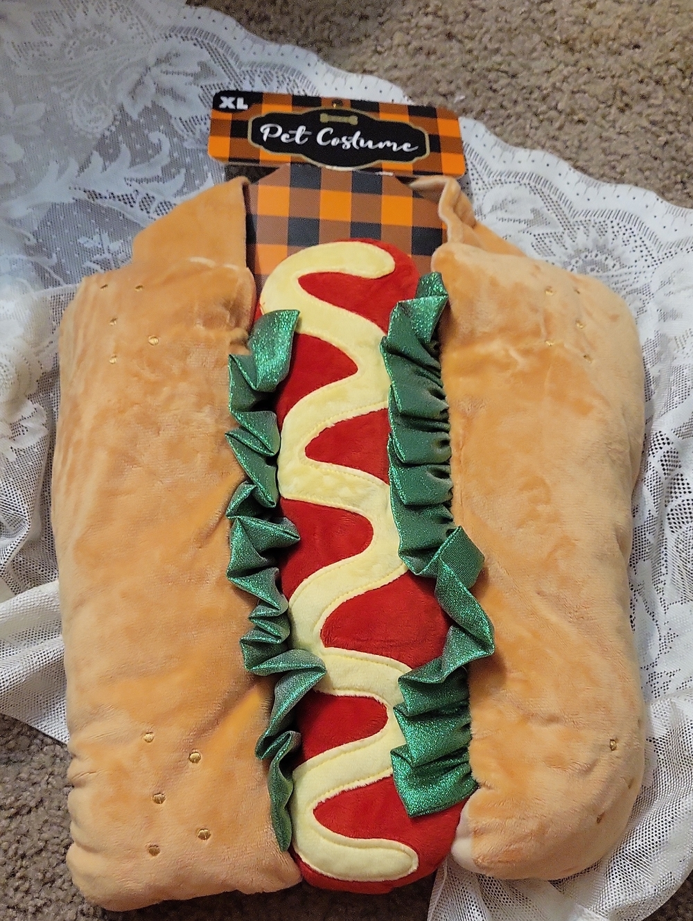 NWT Plush Hot Dog Dog Costume - XL